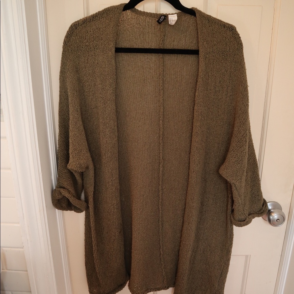 Army Green cropped sleeve sweater